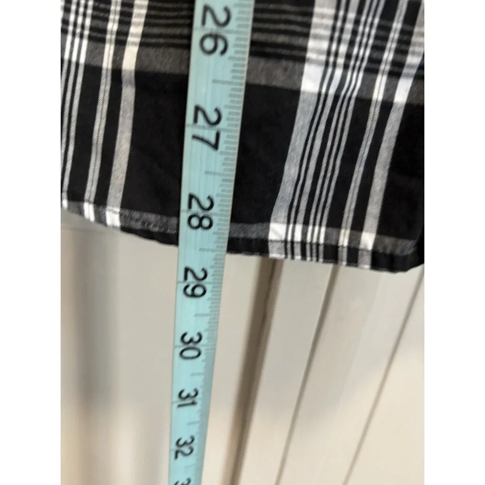 Air Walk Plaid White/Black Long Sleeve Button Up Shirt Size Large Pockets - Picture 2 of 5